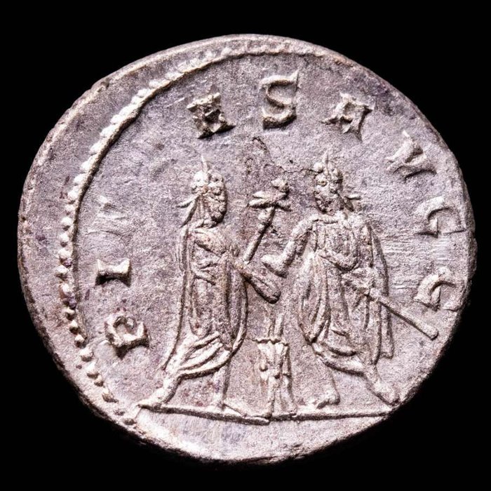 Romarriket. Valerian I (AD 253-260). Antoninianus Antioch mint, 255-256 A.D.  PIETAS AVGG  (Ingen mindstepris)