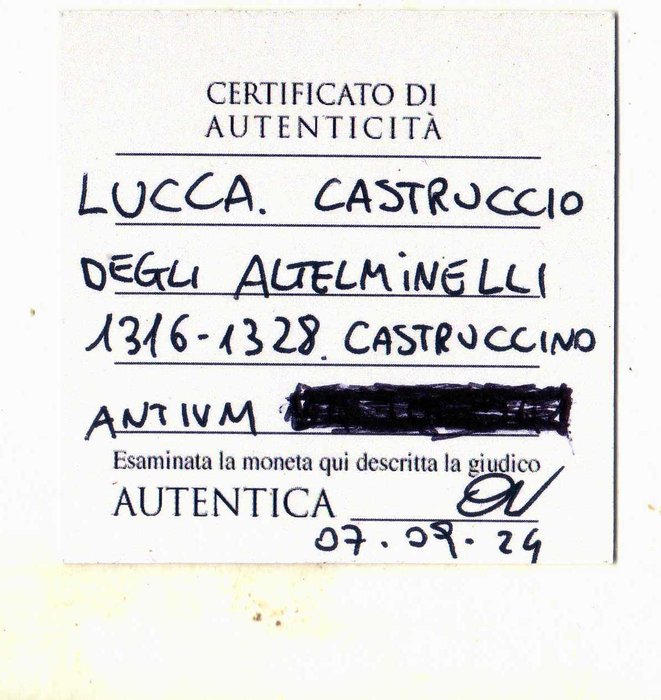 Italien - Lucca Castruccio Castracani degli Antelminelli (1316-1328) Castruccino  (Ingen mindstepris)