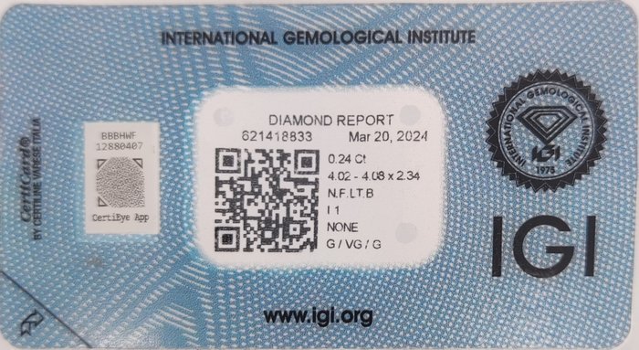 Ingen mindstepris - 1 pcs Diamant  (Naturfarvet)  - 0.24 ct - Rund - Fancy light Brun - I1 - International Gemological Institute (IGI)