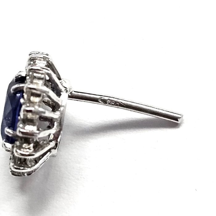 Ingen mindstepris - Øreringe - 18 kraat Hvidguld -  2.00ct. tw. Safir - Diamant