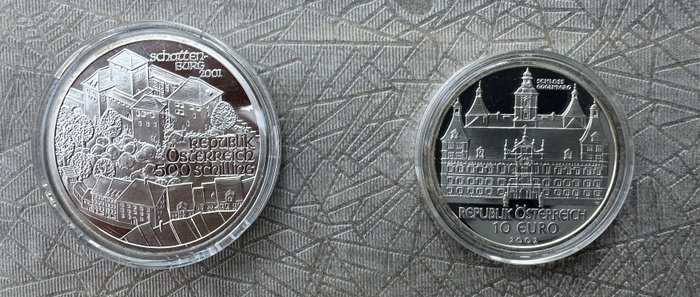 Østrig. 500 Schillings / 10 Euro 2001/2002 (2 stuks)  (Ingen mindstepris)