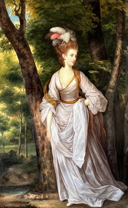 British school (XX) after Joshua Reynolds - Portrait of a lady in a woodland setting - XL format