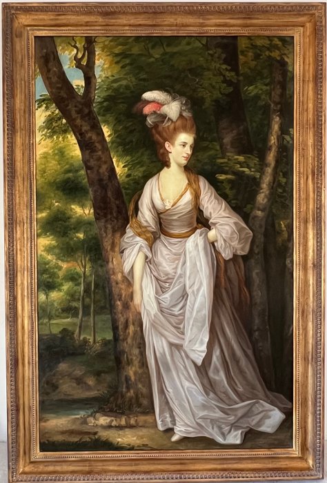 British school (XX) after Joshua Reynolds - Portrait of a lady in a woodland setting - XL format