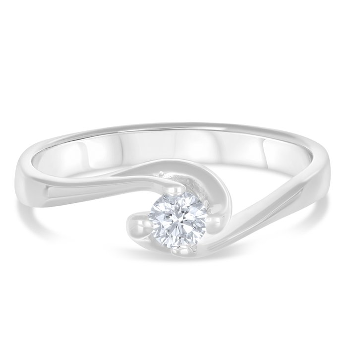 Ring - 18 kraat Hvidguld -  0.18ct. tw. Diamant (Natur)