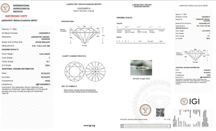 Ingen mindstepris - Ørestikkere - 14 karat Hvidguld -  7.27ct. tw. Diamant (Laboratoriedyrket) - F VS1 IGI Certificeret