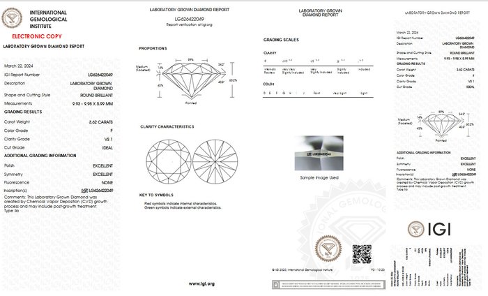 Ingen mindstepris - Ørestikkere - 14 karat Hvidguld -  7.27ct. tw. Diamant (Laboratoriedyrket) - F VS1 IGI Certificeret