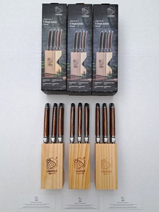 Laguiole - 18x Steak Knives - Brown - style de - Bordknive sæt (18) - Rustfrit stål