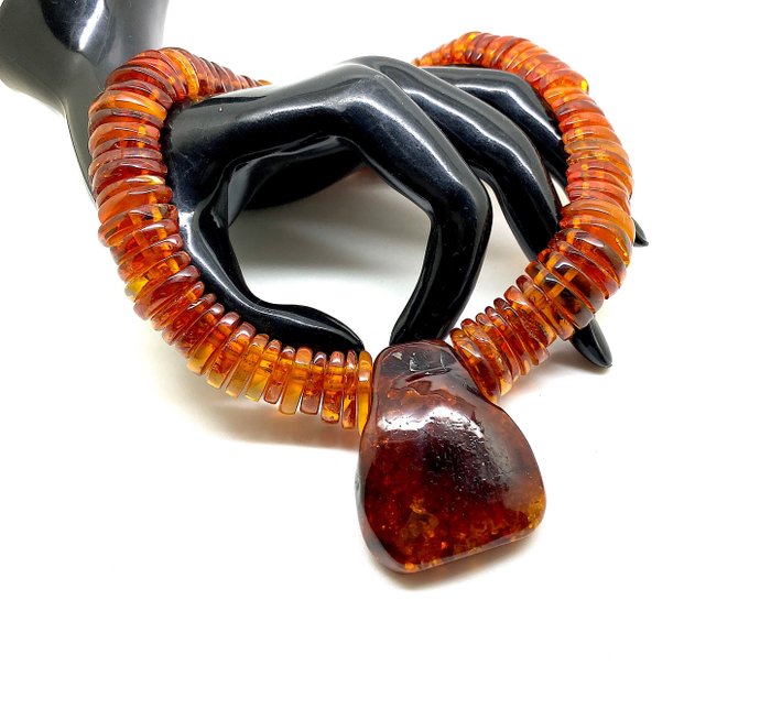 Naturlig Baltic Amber krave halskæde vedhæng amulet - Rav - Succinite