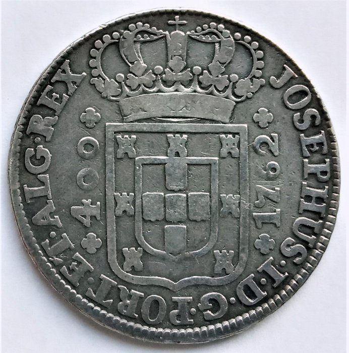 Portugal. D. José I (1750-1777). Cruzado Novo (480 Reis) 1762- "JOSEPHUS" Coroa com Pedúnculos Baixos - Muito Rara