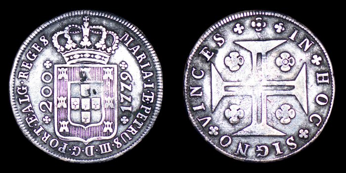 Portugal. D. Maria  Pedro III (1777-1786). 12 Vinténs (240 Reis) 1779 - Cruz Potentada - Coroa Alta - Rara