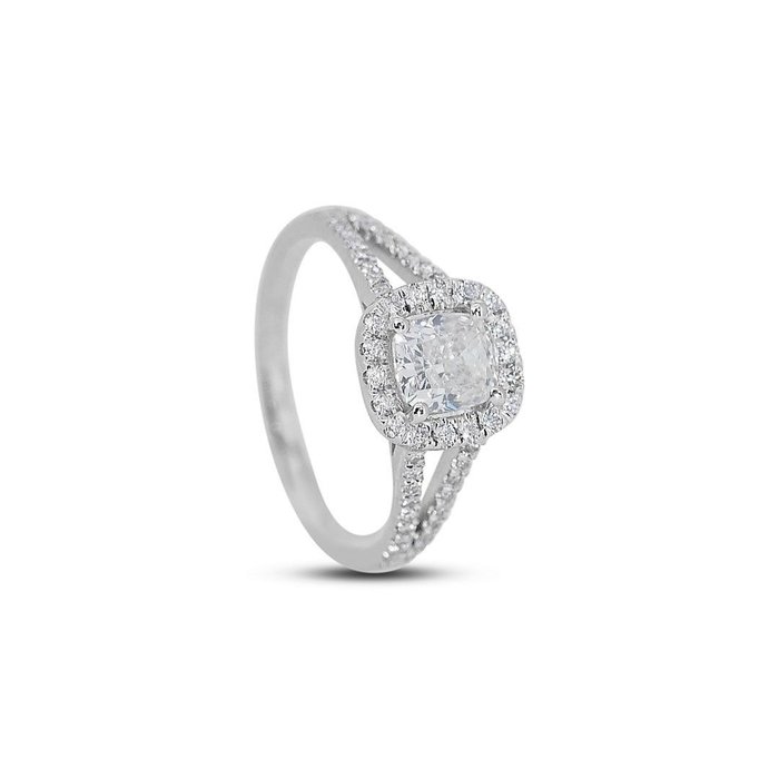 Ring - 18 kraat Hvidguld -  130ct tw Diamant (Natur) - Diamant - Ideel Cut Pude