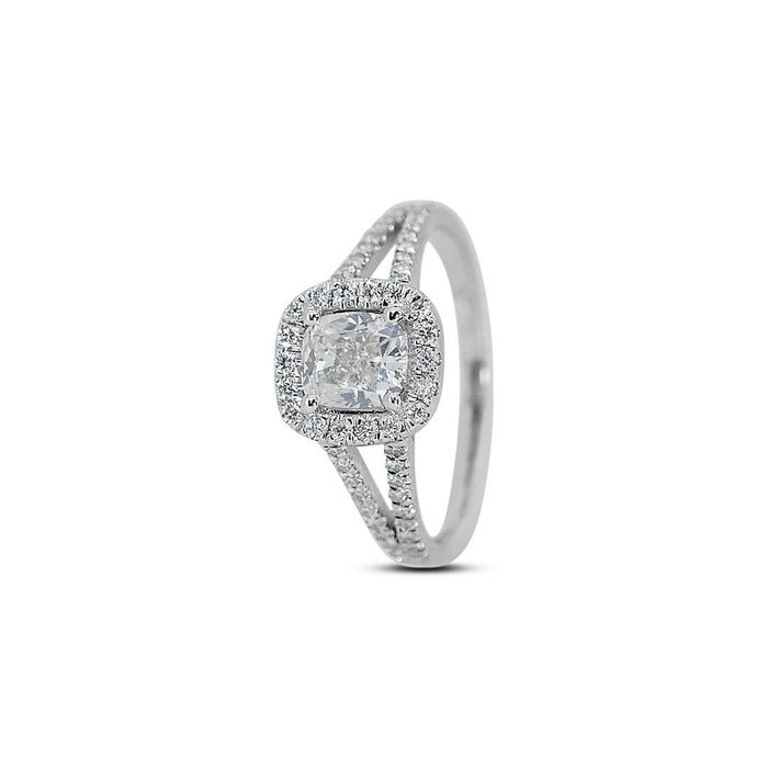 Ring - 18 kraat Hvidguld -  130ct tw Diamant (Natur) - Diamant - Ideel Cut Pude