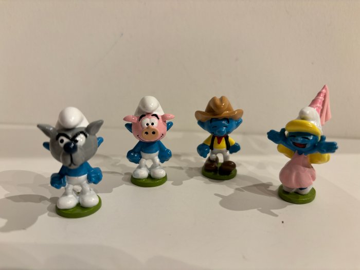 De Smurfen Pixi 6490 + 6491 + 6492 + 6493 - Schtroumpf Mechant; Cochon; Cowboy et Schtroumpfette Princesse - 1 Billedsæt - Begrænset og nummereret udgave - 2023