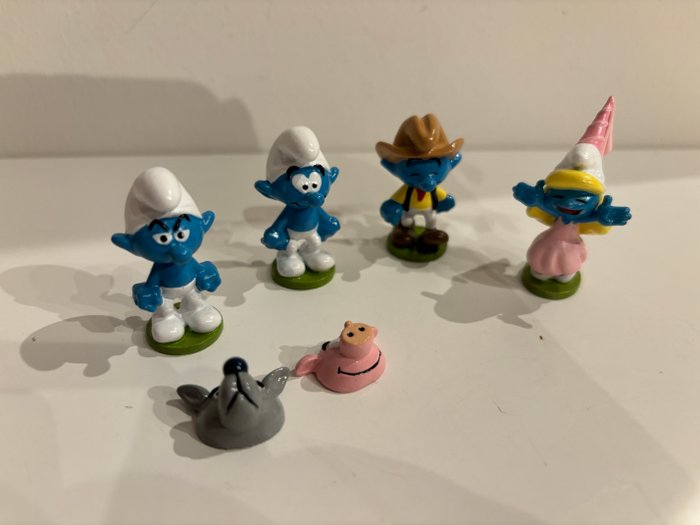 De Smurfen Pixi 6490 + 6491 + 6492 + 6493 - Schtroumpf Mechant; Cochon; Cowboy et Schtroumpfette Princesse - 1 Billedsæt - Begrænset og nummereret udgave - 2023