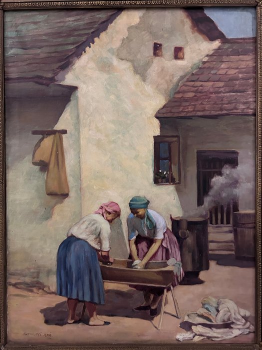 Szigeti Jenö (1881-1944) - Courtyard scene