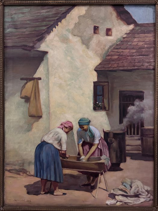 Szigeti Jenö (1881-1944) - Courtyard scene