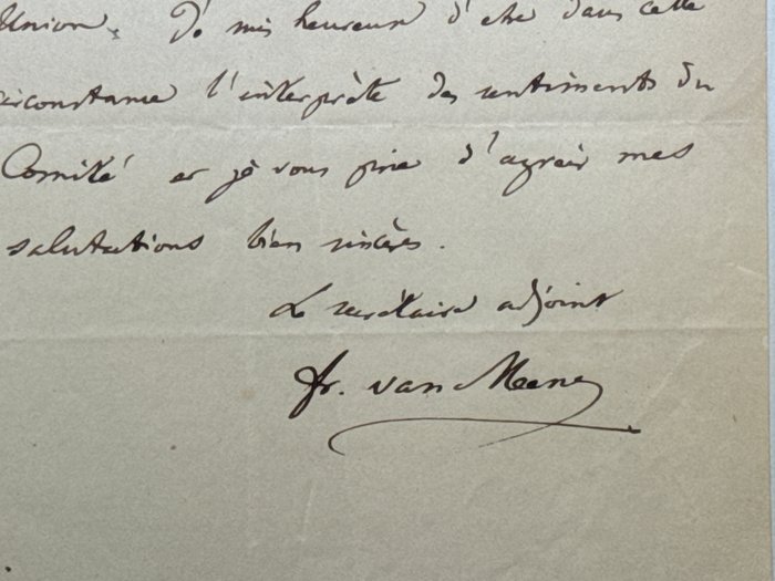 Pierre-François Van Meenen (1772-1858), Belge lawyer and judge, philosoph, liberal politicain, - Autograph signed letter of the founder of the free University to Adolphe Le Hardy de Beaulieu - 1846