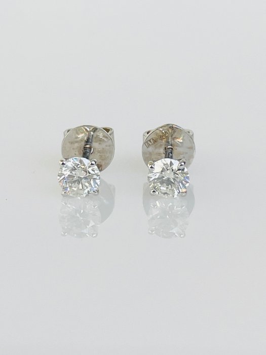 Øreringe - 14 karat Hvidguld -  1.08ct. tw. Diamant (Natur)