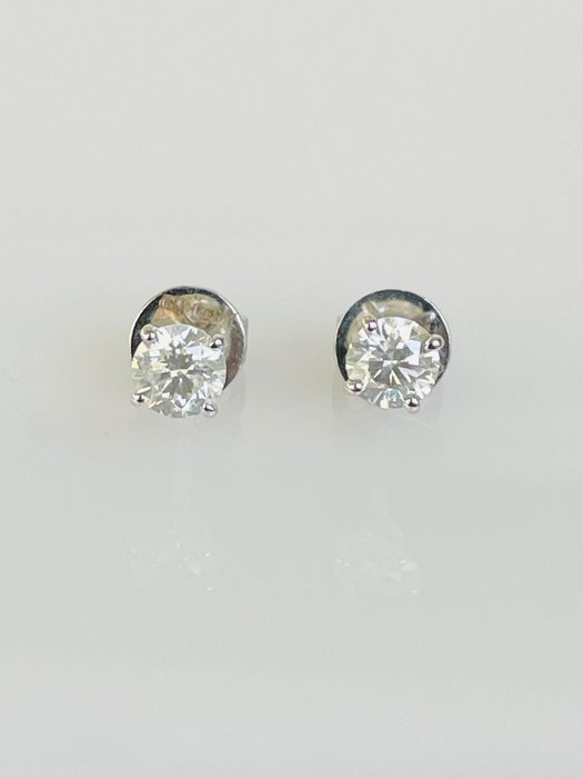 Øreringe - 14 karat Hvidguld -  1.08ct. tw. Diamant (Natur)