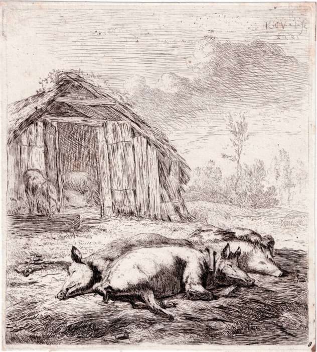 Karel Dujardin (c.1626-1678) - Pigs asleep