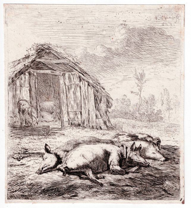 Karel Dujardin (c.1626-1678) - Pigs asleep