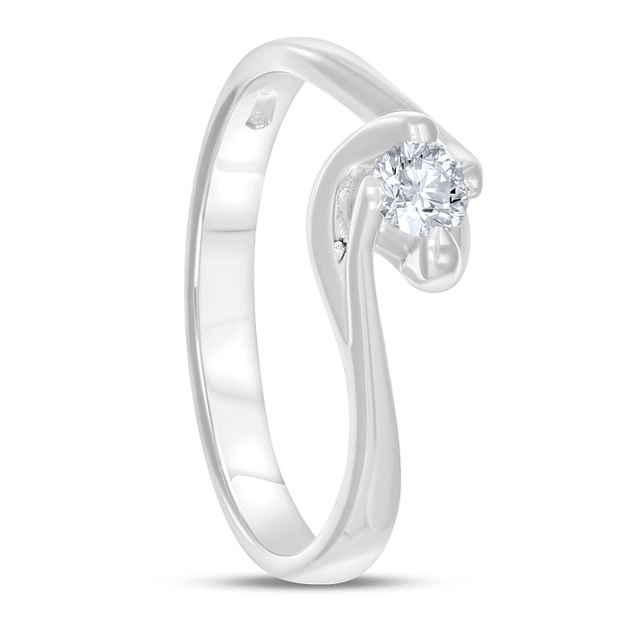 Ring - 18 kraat Hvidguld -  0.18ct. tw. Diamant (Natur)