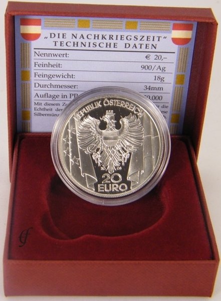 Østrig. 20 Euro 2003 "Die Nachkriegszeit " Proof  (Ingen mindstepris)