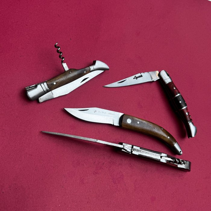 Køkkenkniv - Chef's knife - Stål, Træ, Legendarisk køkken + lommeknive - lige fra landsbyen Laguiole - Blandede gamle stavknive - Frankrig