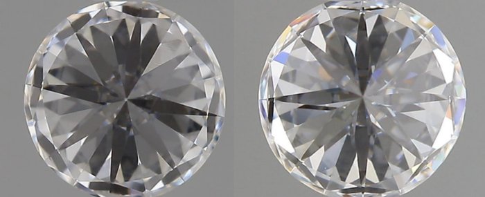 2 pcs Diamant  (Natur)  - 0.80 ct - Rund - D (farveløs) - VVS2 - Gemological Institute of America (GIA) - *Matchende par* *VG*