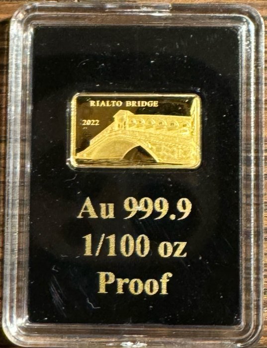 Fiji 5 Dollars 2022 Rialto Bridge 1/100 Oz (999) Proof  (Ingen mindstepris)