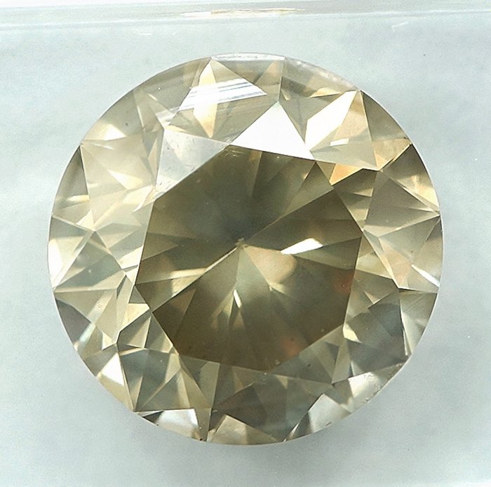 1 pcs Diamant  (Naturfarvet)  - 4.02 ct - Fancy Grålig Gul - SI2 - International Gemological Institute (IGI)