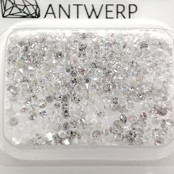 Ingen mindstepris - 340 pcs Diamant  (Natur)  - 3.16 ct - I1, SI1 - Gem Report Antwerp (GRA) - Rund enkelt snit