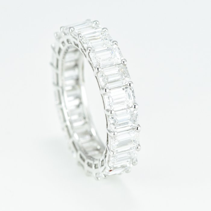 Ring - 14 karat Hvidguld -  556ct tw Diamant (Laboratoriedyrket) - Bryllups band