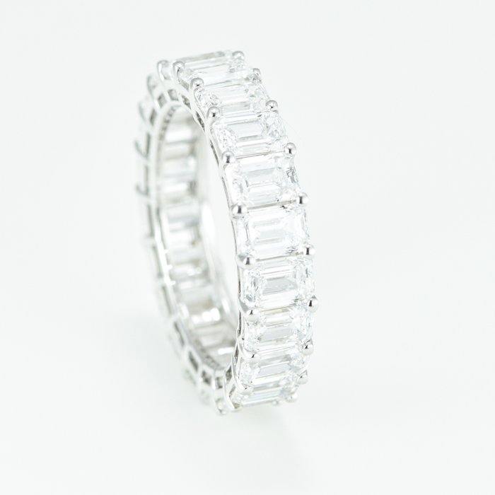 Ring - 14 karat Hvidguld -  556ct tw Diamant (Laboratoriedyrket) - Bryllups band