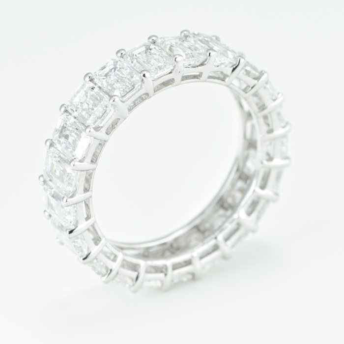 Ring - 14 karat Hvidguld -  556ct tw Diamant (Laboratoriedyrket) - Bryllups band