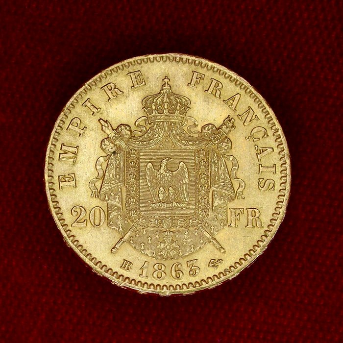 6,45 grams - Guld 900 - 20 Francs Napoleon III - Præget bar