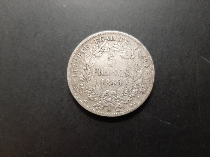 Frankrig. Second Republic (1848-1852). 5 Francs 1849-A, Paris "Cérès"