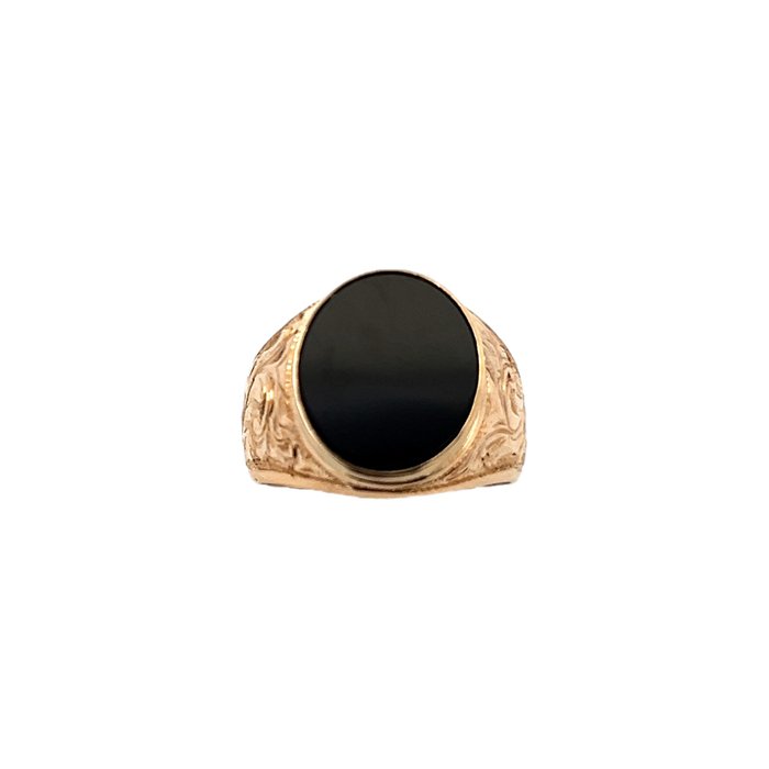 Ring - 14 karat Rosaguld Onyx - Solid Onyx Signet Ring