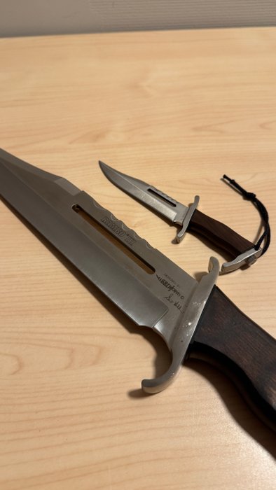 Gil Hibben’s Vintage Rambo III Bowie Knife + Small Rambo III Knife (both with original RAMBO III - Sylvester Stallone