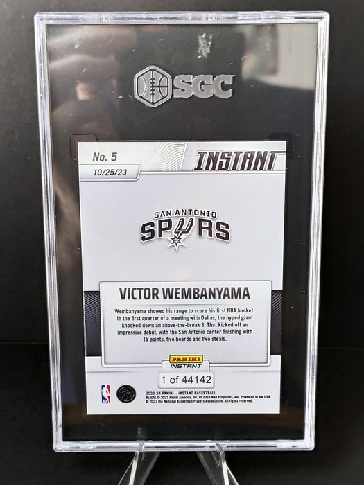 2023/24 Panini Instant Victor Wembanyama #5 NBA Debut - Rookie SGC 10 Graded card