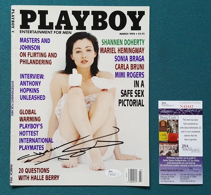 Charmed - Beverly Hills, 90210 - Shannen Doherty (RIP) signed Playboy cover with COA JSA