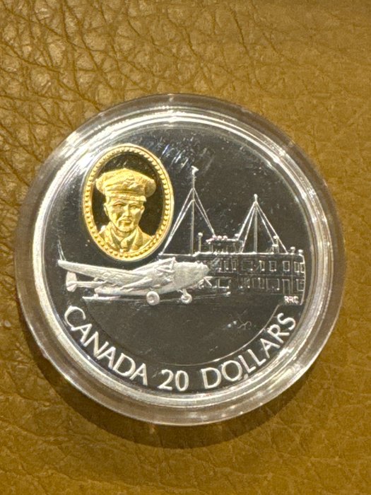 Canada. 20 Dollars 1993 Lockheed Model 14 Super Electra 1 Oz (.999)  (Ingen mindstepris)