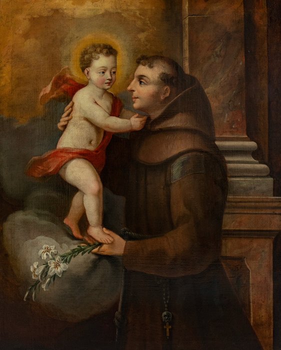 Italiensk skole (XVII) - Sant’Antonio da Padova con Gesù bambino