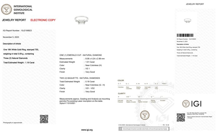 18 kraat Hvidguld - Ring - 119 ct Diamant