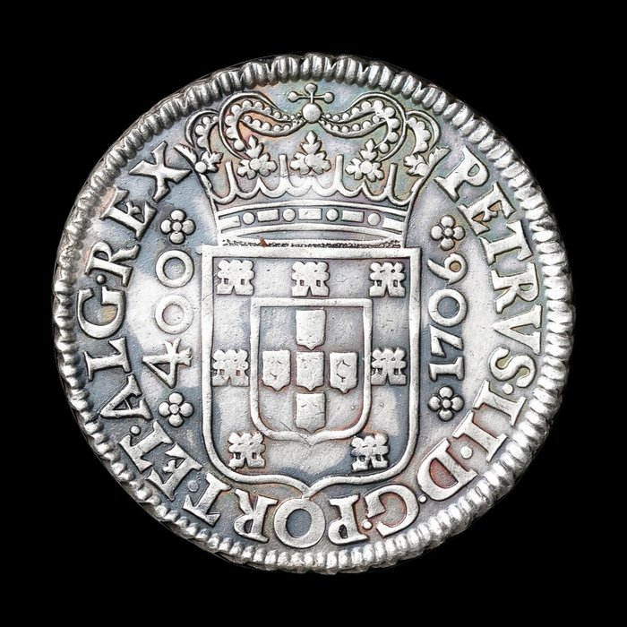 Portugal D Pedro II (1683-1706) Cruzado Novo (480 Reis) 1706 - Lisboa - Escassa