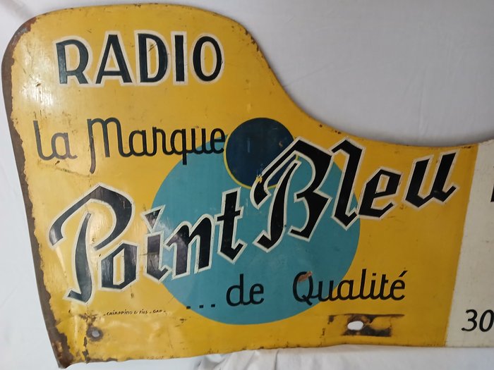 Stunning Original Enamel Signs - Palis de la T.S.F / Radio G marconi / Point Bleu - POS (point of sale reklamegenstand)