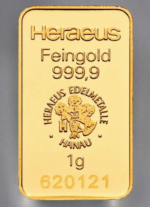 1 gram - Guld - Heraeus Kinebar  (Ingen mindstepris)