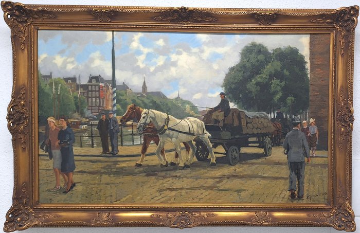 Gijsbertus Johannes van Overbeek (1882-1947) - Gezicht op de Wijnhaven te Rotterdam