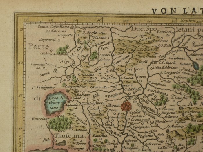 Europa - Italien / Roma / lazio; Jodocus Hondius - Latium nune Campagna di Roma - 1621-1650