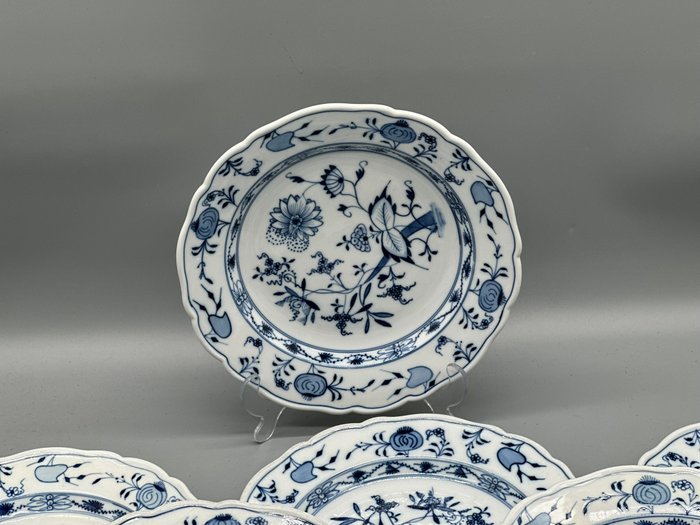 Klassisches Meissen Zwiebelmuster Teller-Set - Stilvolle Eleganz für jeden Tisch - Tallerken (9) - Porcelæn